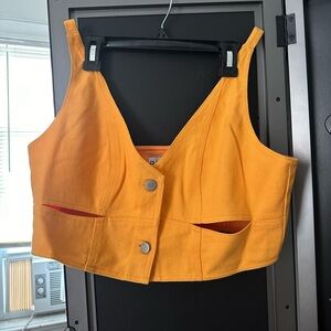 Tangerine denim vest. Size L. Lisa Says Gah final sale, summer ‘23.